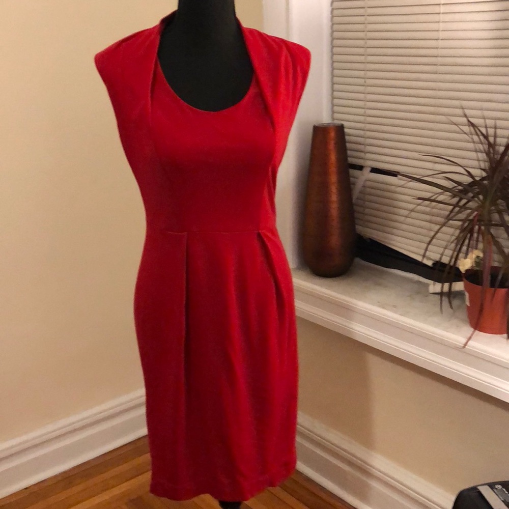 FRENCH CONNECTION red knit body-con dress